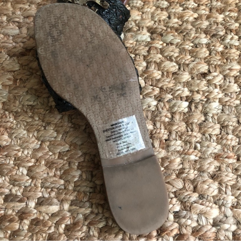 Sam Edelman Backer Black and Brown Raffia Slide Sandals 8 - Picture 10 of 12